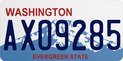 WA license plate AXO9285