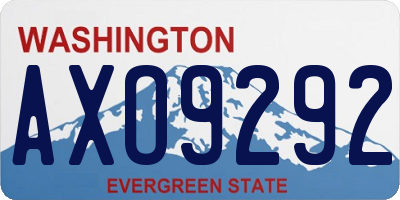 WA license plate AXO9292