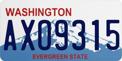 WA license plate AXO9315