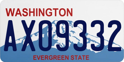 WA license plate AXO9332