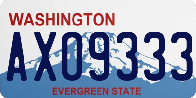 WA license plate AXO9333