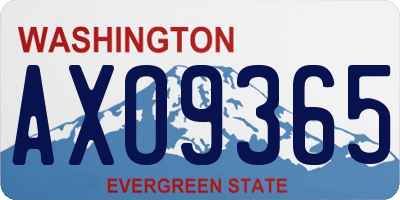 WA license plate AXO9365