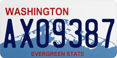WA license plate AXO9387