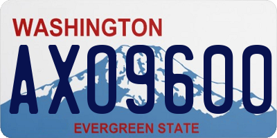 WA license plate AXO9600
