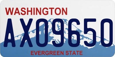 WA license plate AXO9650