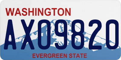 WA license plate AXO9820