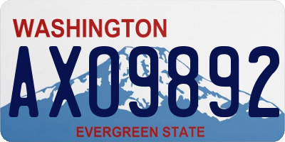 WA license plate AXO9892