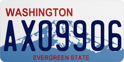 WA license plate AXO9906