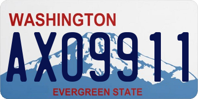 WA license plate AXO9911