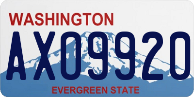 WA license plate AXO9920
