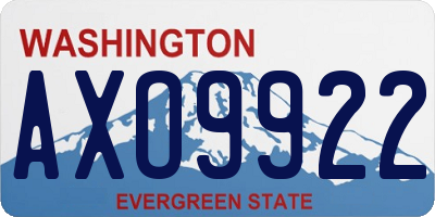 WA license plate AXO9922