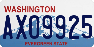 WA license plate AXO9925