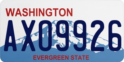 WA license plate AXO9926