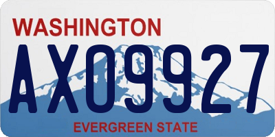WA license plate AXO9927