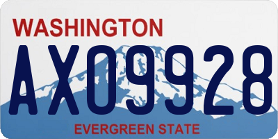 WA license plate AXO9928