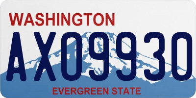 WA license plate AXO9930