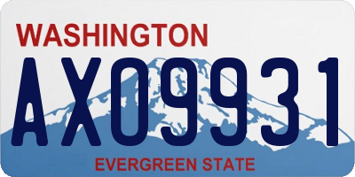 WA license plate AXO9931