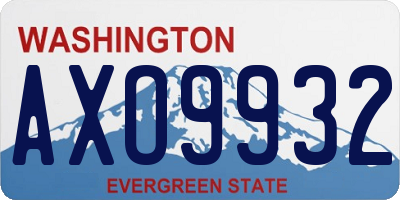WA license plate AXO9932
