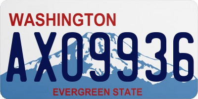 WA license plate AXO9936