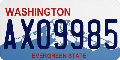 WA license plate AXO9985