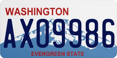 WA license plate AXO9986