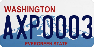 WA license plate AXP0003