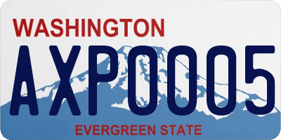 WA license plate AXP0005