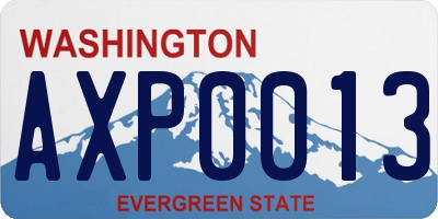 WA license plate AXP0013