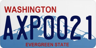 WA license plate AXP0021