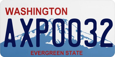 WA license plate AXP0032
