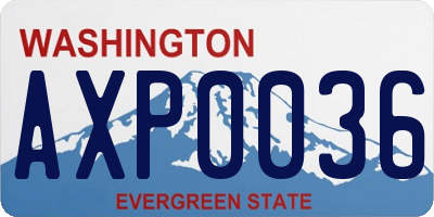 WA license plate AXP0036