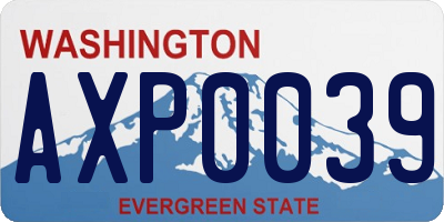 WA license plate AXP0039
