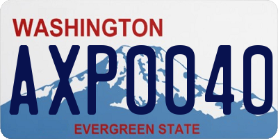 WA license plate AXP0040