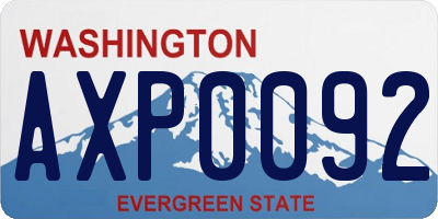 WA license plate AXP0092