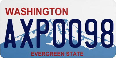 WA license plate AXP0098