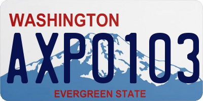 WA license plate AXP0103