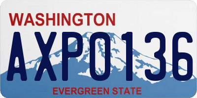 WA license plate AXP0136