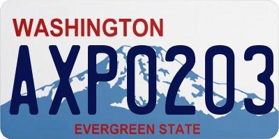WA license plate AXP0203