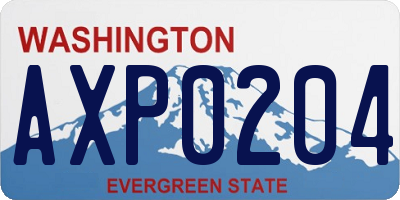 WA license plate AXP0204