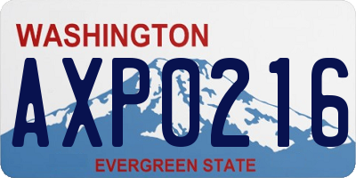 WA license plate AXP0216