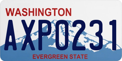 WA license plate AXP0231