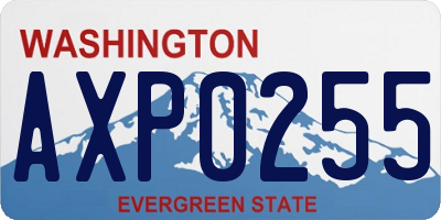 WA license plate AXP0255