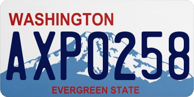 WA license plate AXP0258