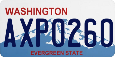 WA license plate AXP0260