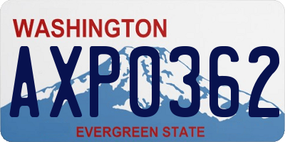 WA license plate AXP0362