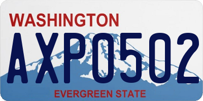 WA license plate AXP0502