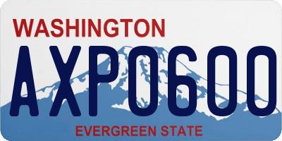 WA license plate AXP0600