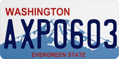 WA license plate AXP0603