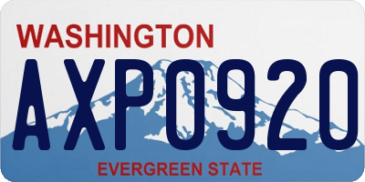WA license plate AXP0920