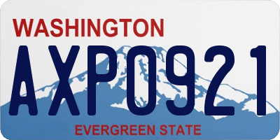 WA license plate AXP0921